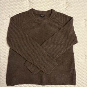 Quince Women's Ribbed Crewneck Sweater in Dark Brown